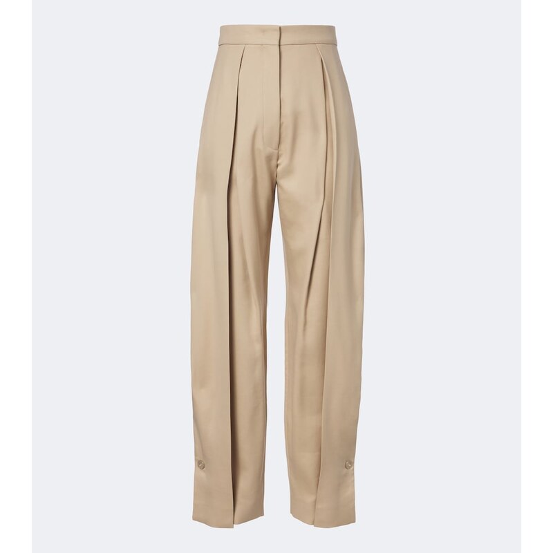 Sportmax Pleated cotton-blend wide-leg pants