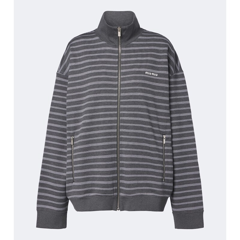 Miu Miu Striped cotton zip-up sweatshirt