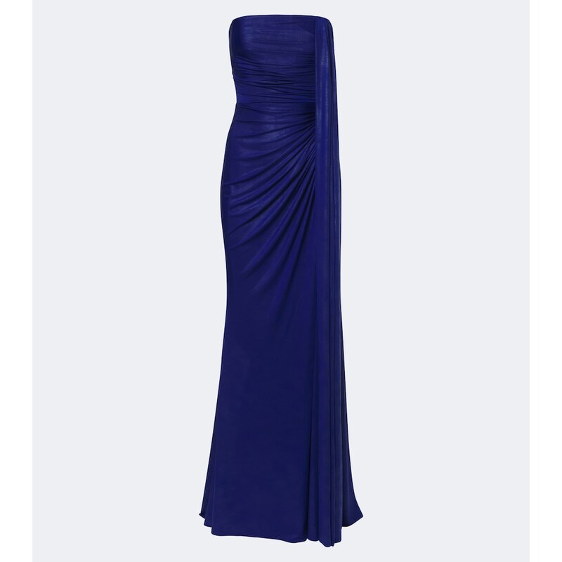 Elie Saab Draped coated jersey bustier gown