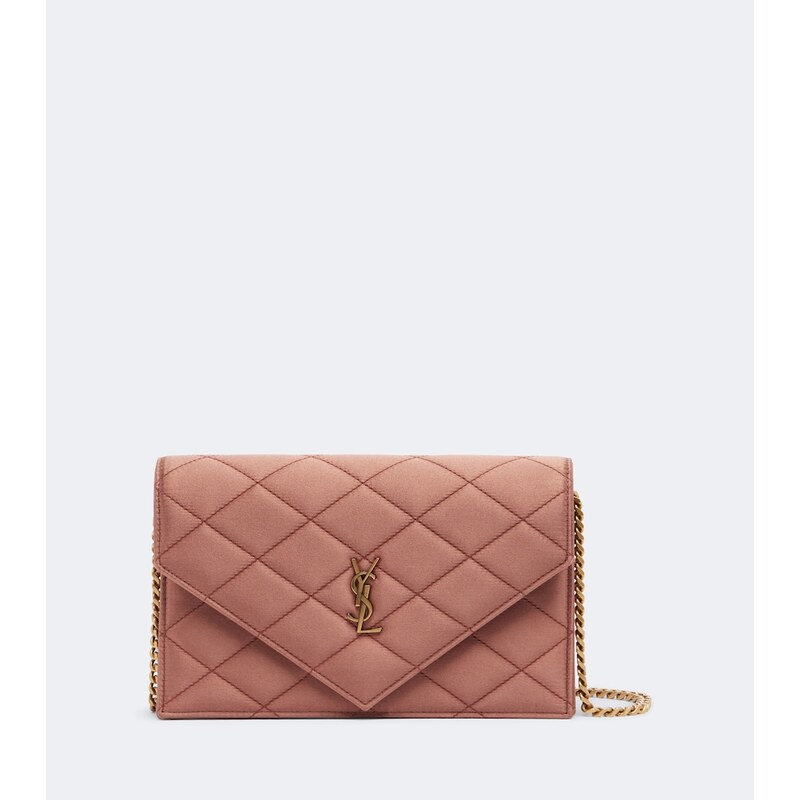 Saint Laurent Paris Mini satin wallet on chain