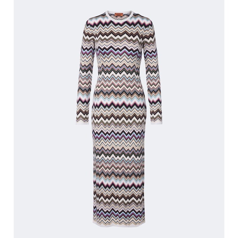 Missoni Zigzag knitted wool-blend midi dress