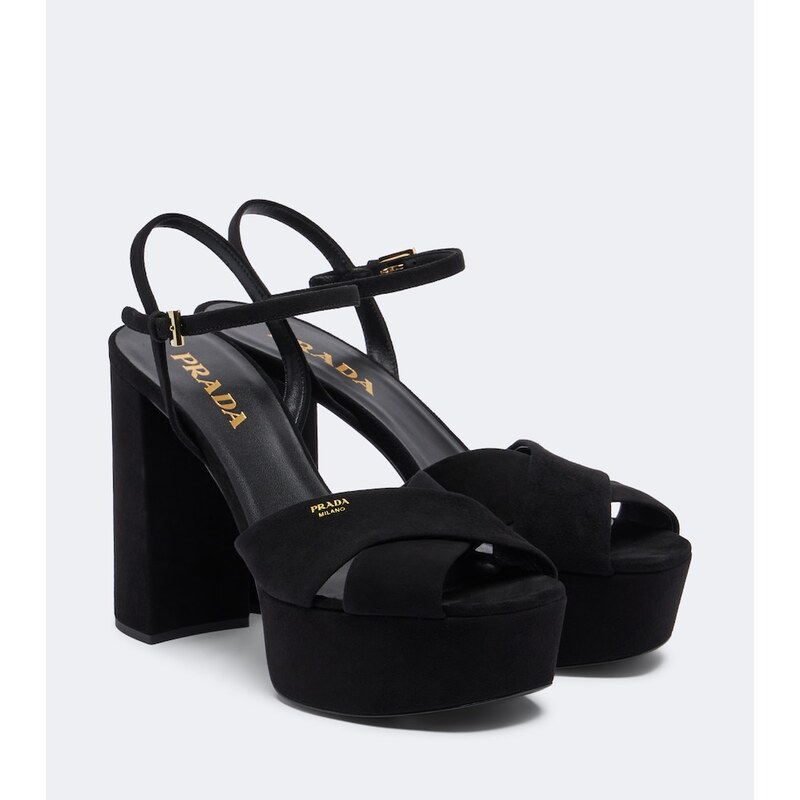 Dámské Prada Suede platform sandals v černé barvě