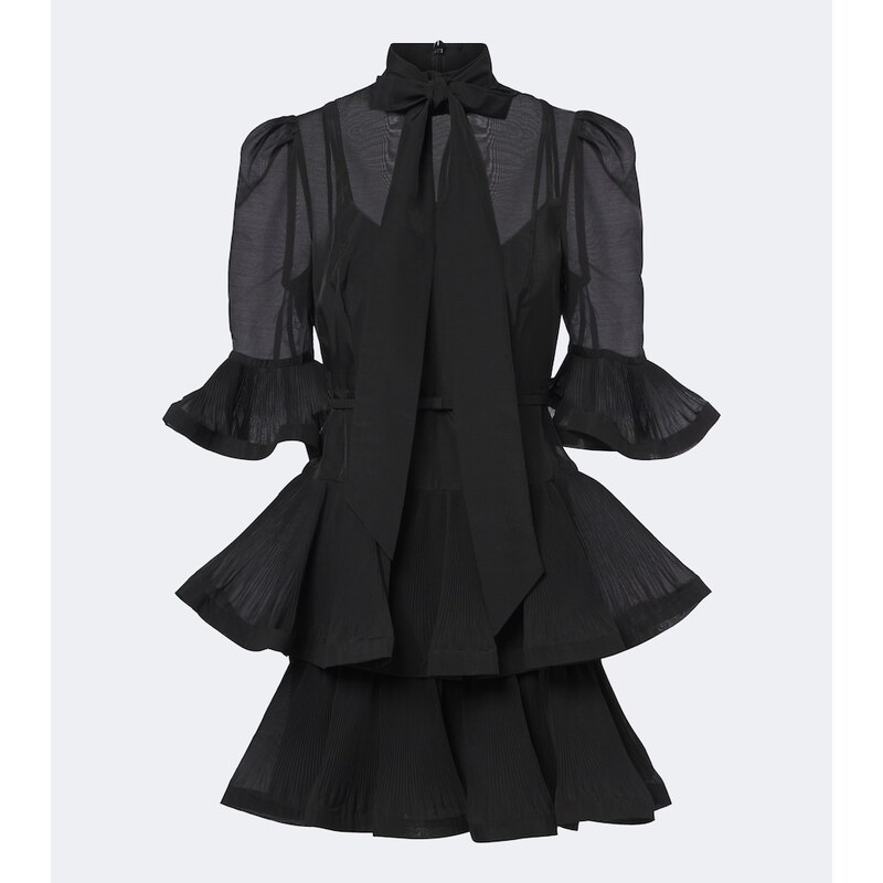 Zimmermann Pleated tie-neck minidress
