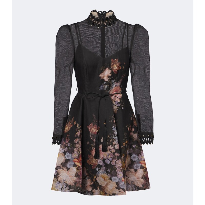 Zimmermann Valiant floral linen and silk minidress