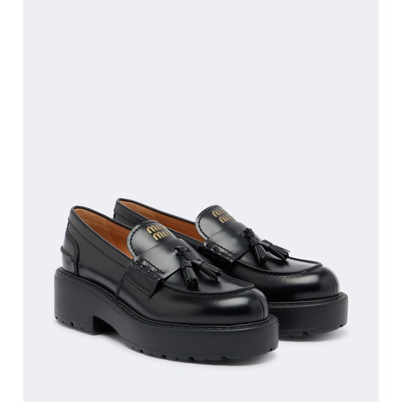 Miu Miu Leather platform loafers