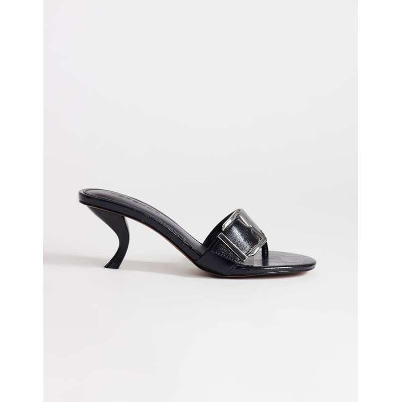 Topshop Nadine mid heeled mule with buckle in black
