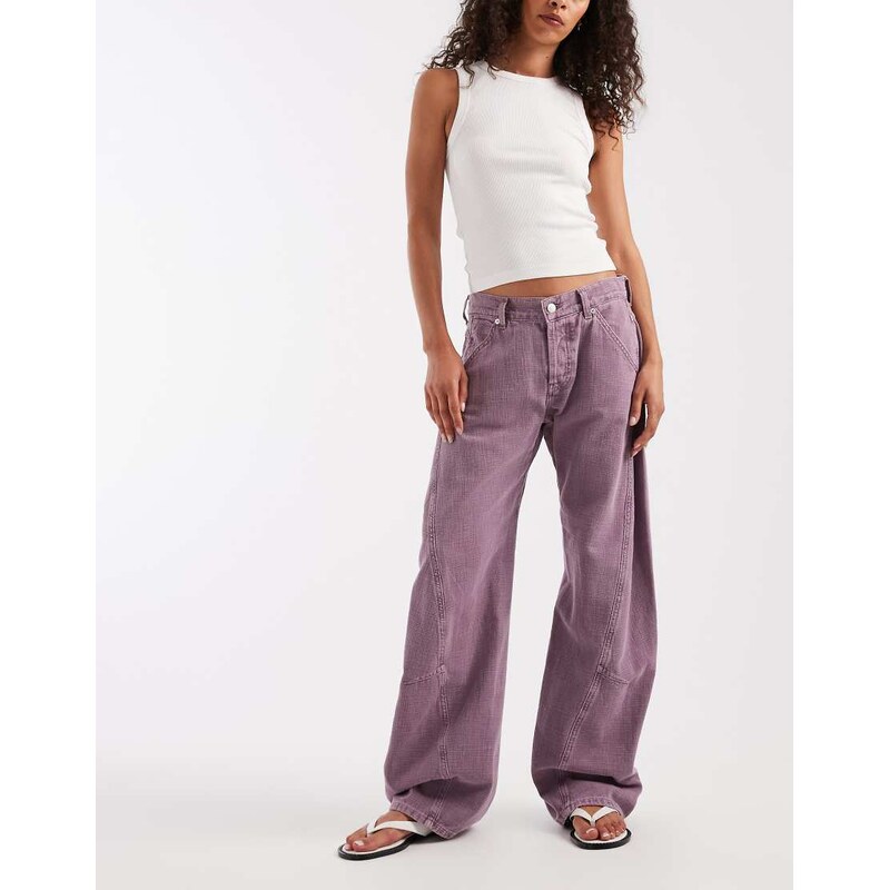 Free People Highland low rise bowed jeans in cool violet-Purple