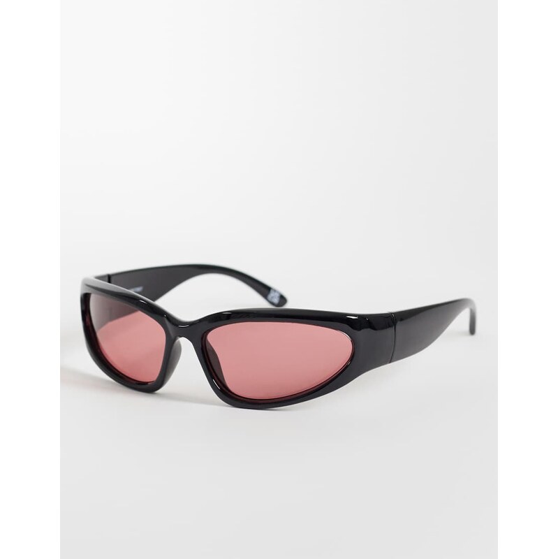 Reclaimed Vintage soft 90s sunglasses with red lenses in black