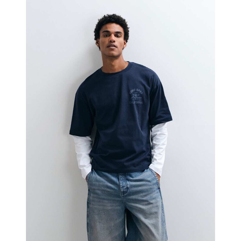 ASOS DESIGN boxy oversized double sleeve t-shirt with chest