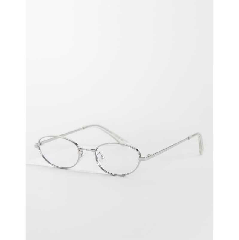 ASOS DESIGN metal frame sunglasses in silver with clear blue