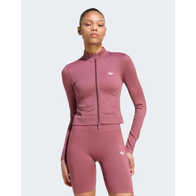 adidas Originals Essentials seamless tracktop in burgundy-Red