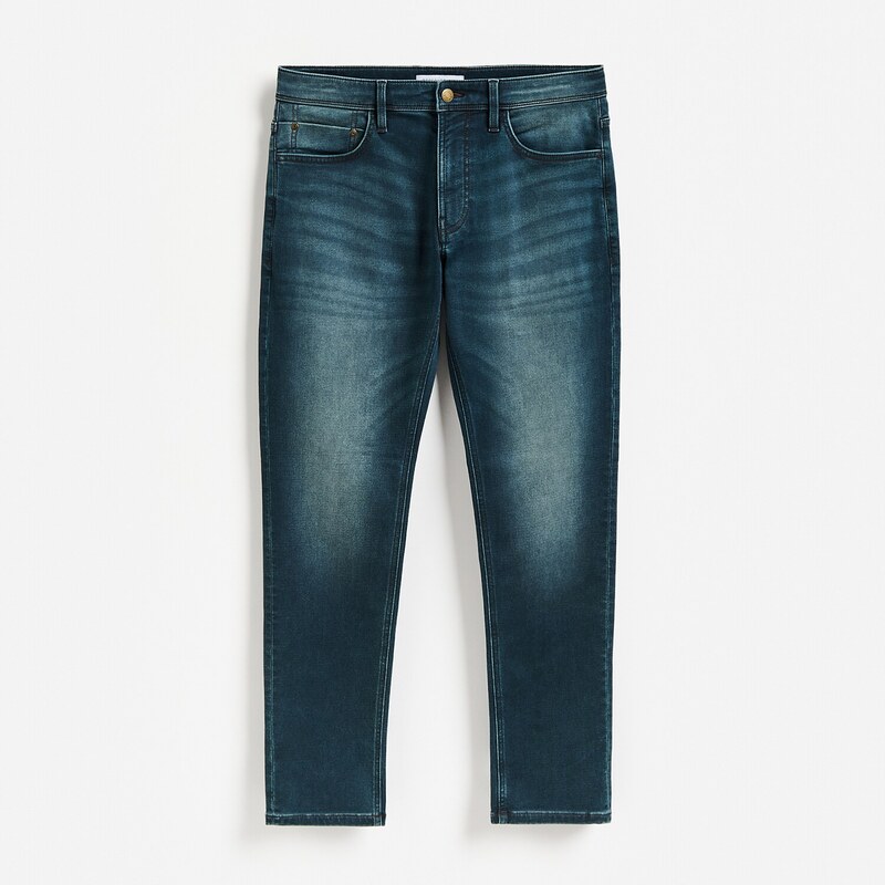 Reserved - Džíny slim se sepraným efektem - indigo jeans