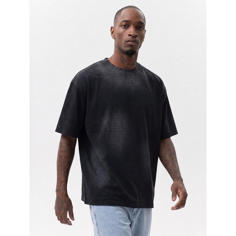 Pánské černé tričko s krátkým rukávem oversize I8 Denim Shadow