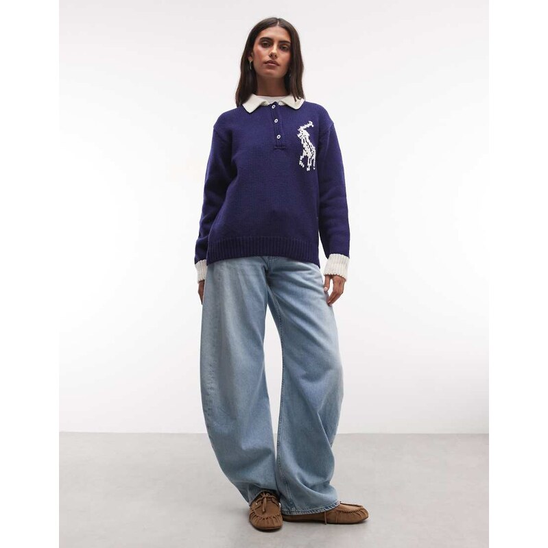Polo Ralph Lauren knitted large pony rugby in navy
