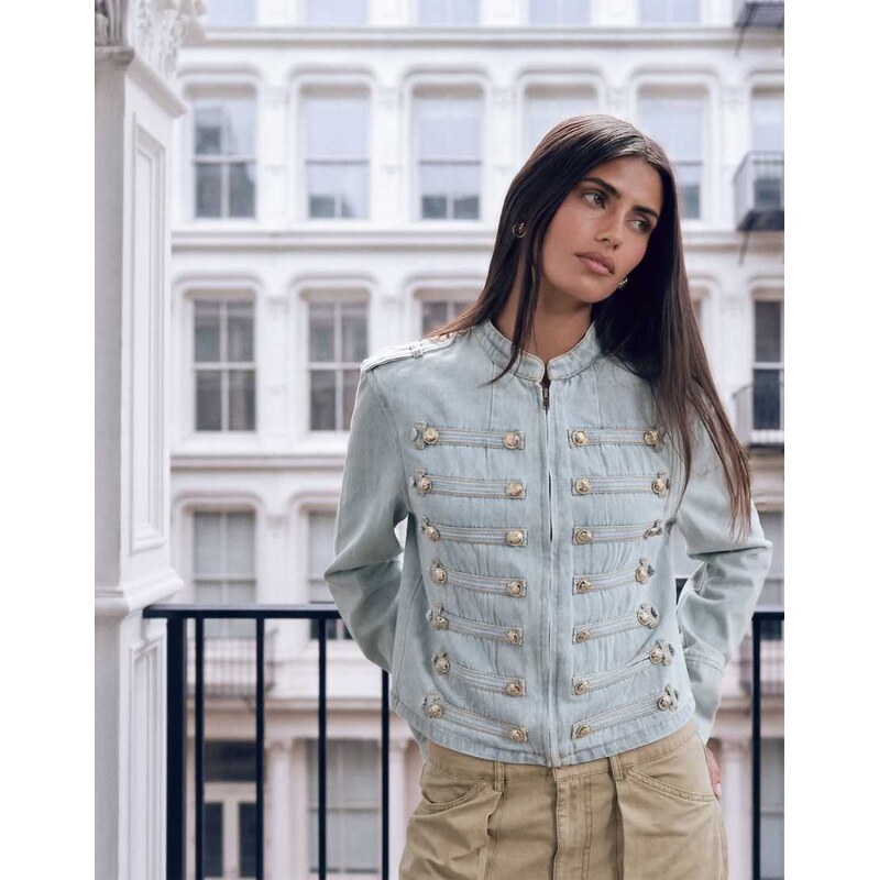 Lioness Rush Hour Napoleon button detail military jacket in