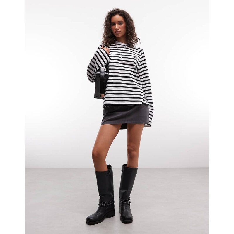 COLLUSION oversized boxy raglan tee in stripe-Multi