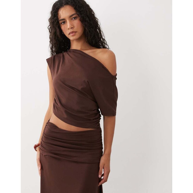 ASOS DESIGN floaty off shoulder with cinched waist co-ord top in
