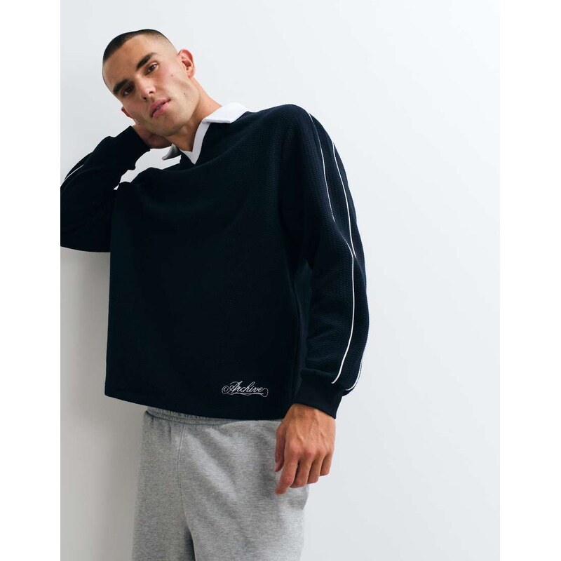ASOS DESIGN relaxed bubble herringbone sweatshirt with piping
