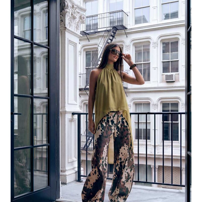 Lioness exclusive Gabriella halterneck chiffon drape top in