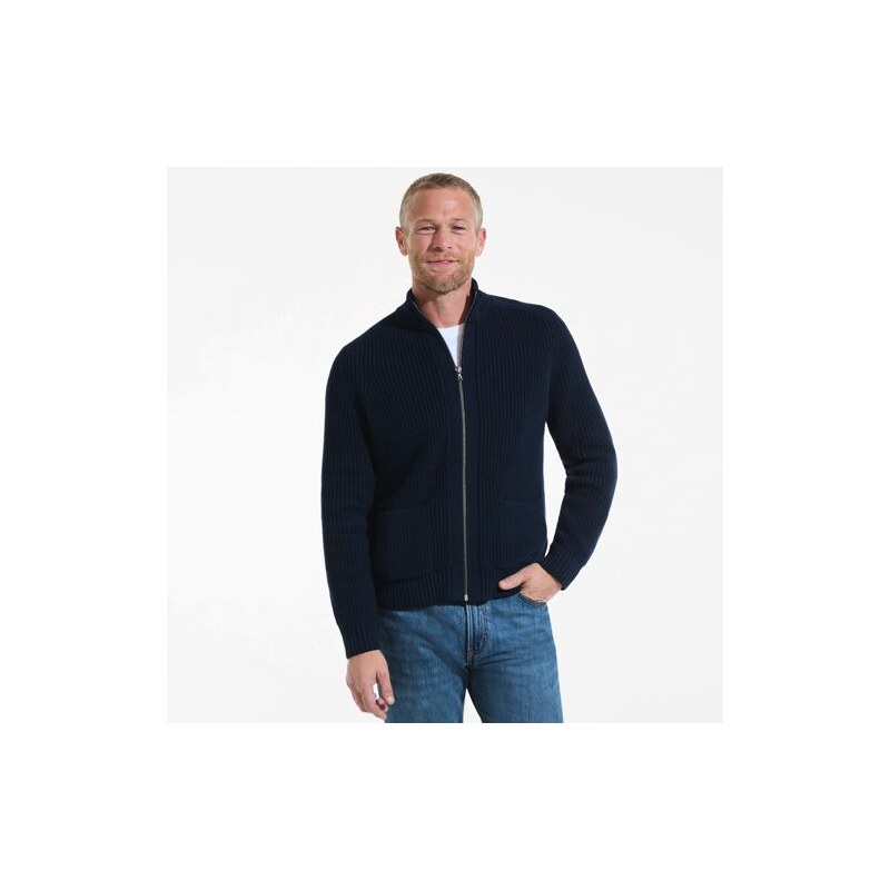 Drifter Zip-Front Cardigan, Men, size: S, regular, Blue, Cotton,