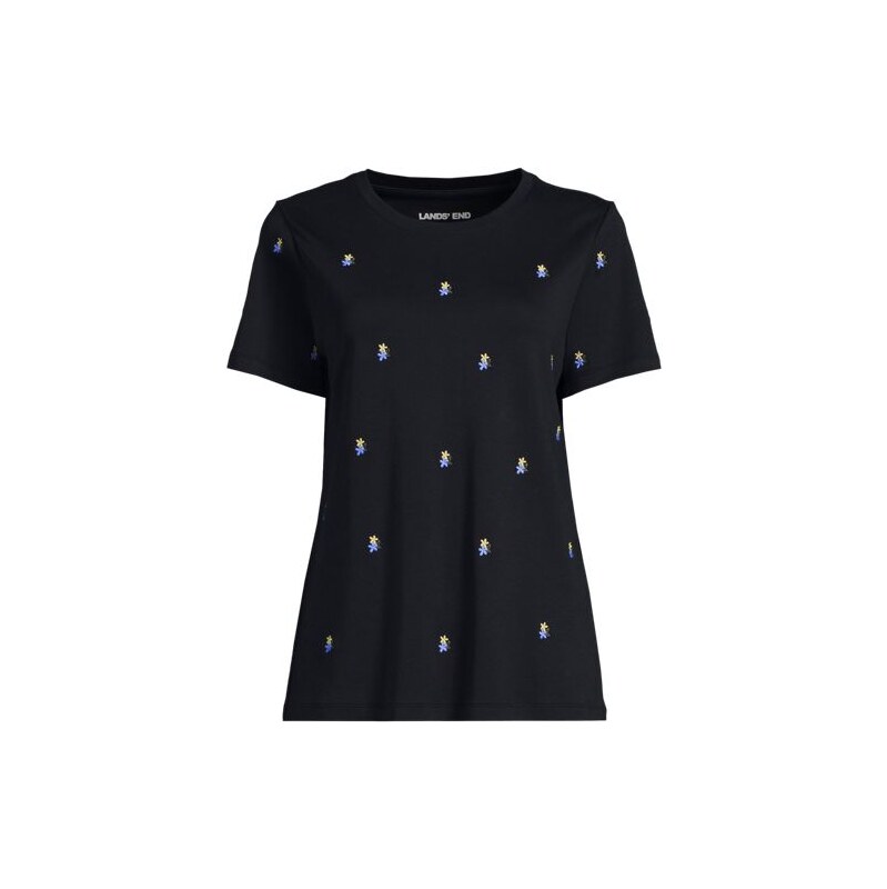 Supima Interlock Cotton Embroidered T-Shirt, Women, size: M,