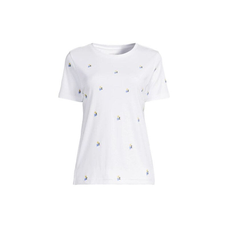 Supima Interlock Cotton Embroidered T-Shirt, Women, size: 2X,