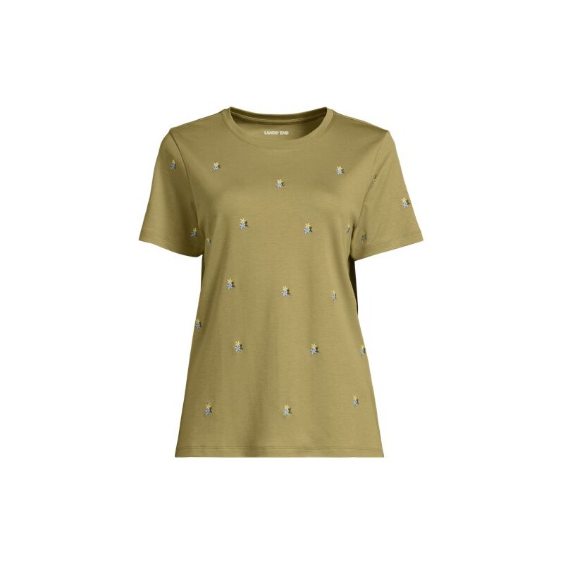 Supima Interlock Cotton Embroidered T-Shirt, Women, size: M,
