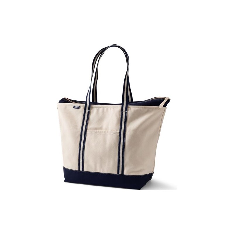 Extra Large Natural Long Handle Zip Top Canvas Tote, Women, size