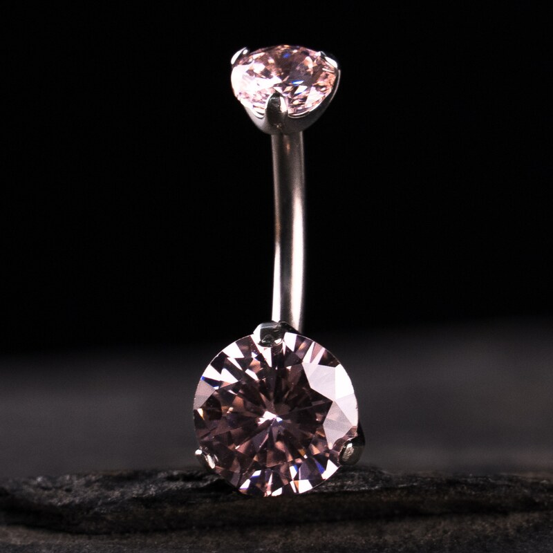 CryptoEshop Titanový piercing do pupíku s růžovým zirkonem Rome