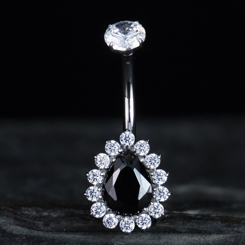 CryptoEshop Černý extravagantní titanový piercing do pupíku