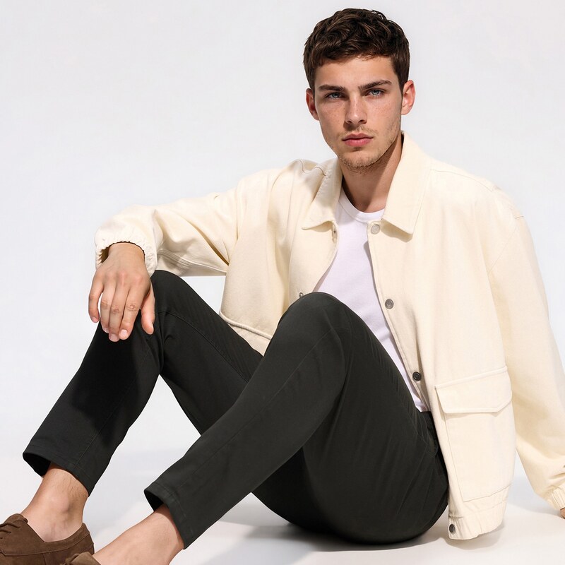 Reserved - Kalhoty chino slim fit - ocelově zelená