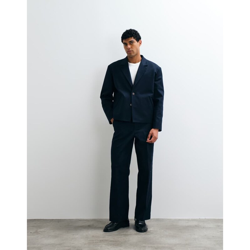 ASOS DESIGN boxy suit jacket in navy twill