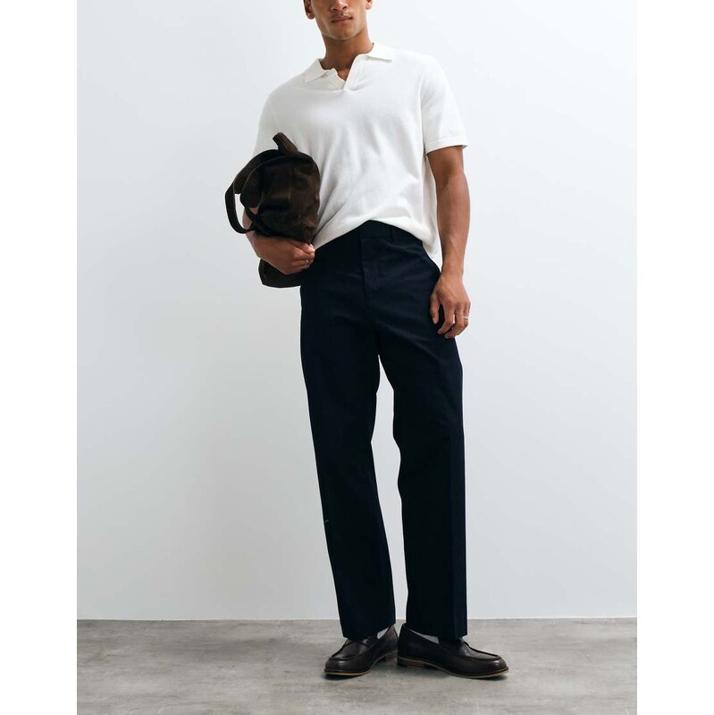 ARKET tailored wide leg cropped trouser in navy