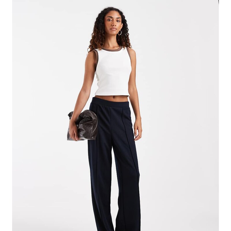 ONLY Tall wide leg trouser in navy