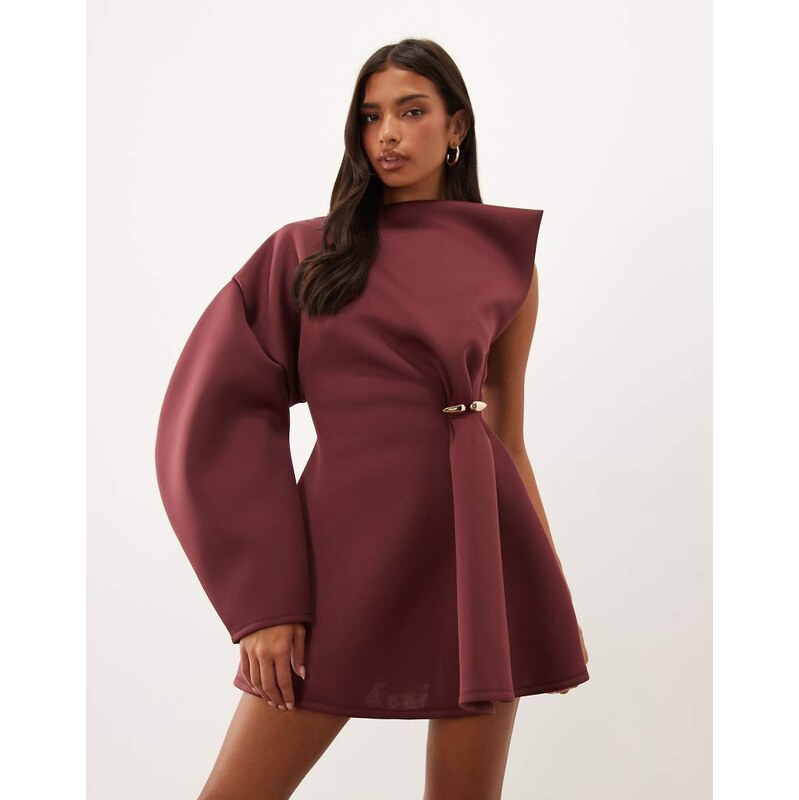 ASOS DESIGN gold hardware structured mini dress in one shoulder