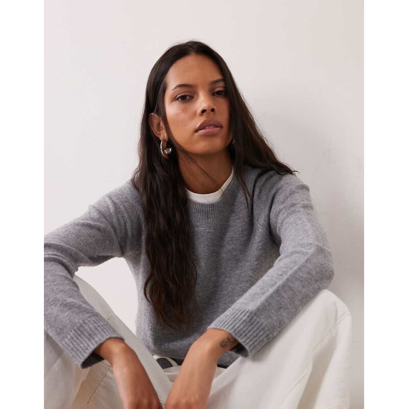 ASOS DESIGN basic crew neck jumper in grey