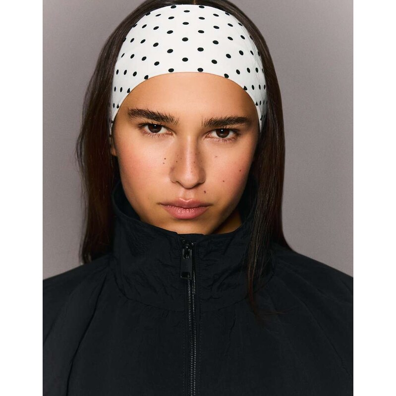 Bershka Pack of 2 polka dot hairbands in black