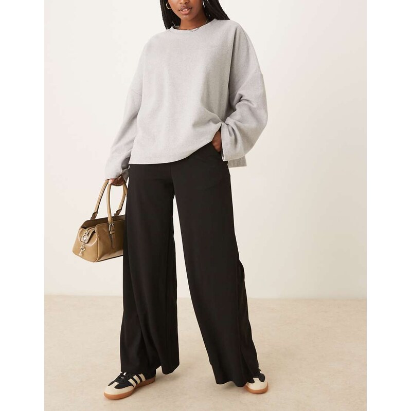 JDY high wasted wide leg trouser in black