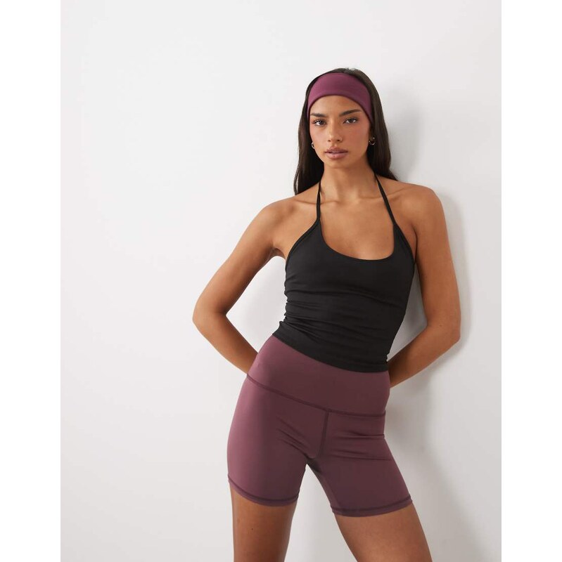 4505 soft touch halter neck cami with inner bra in black