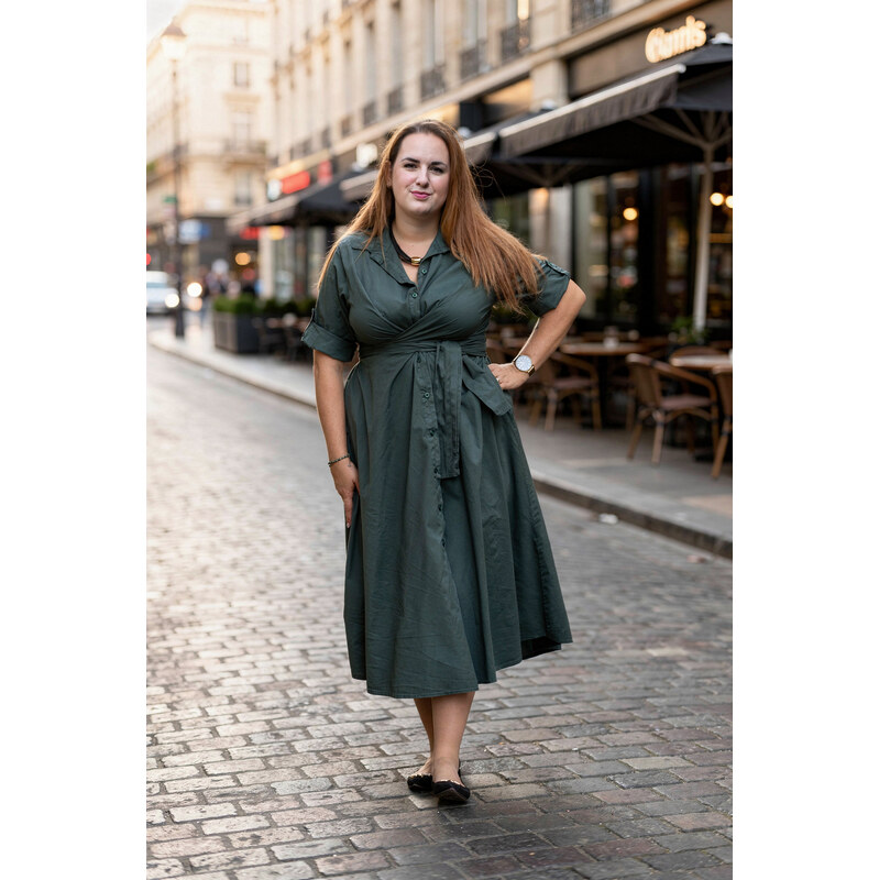 Italy fashion Zavinovací šaty GLORIA Barva: Tmavě zelená,