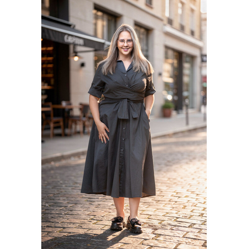 Italy fashion Zavinovací šaty GLORIA Barva: Tmavě šedá, Velikost