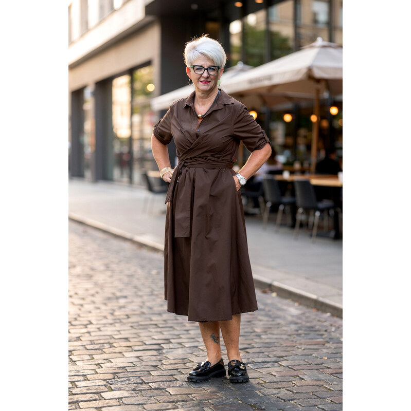 Italy fashion Zavinovací šaty GLORIA Barva: čokoládová, Velikost