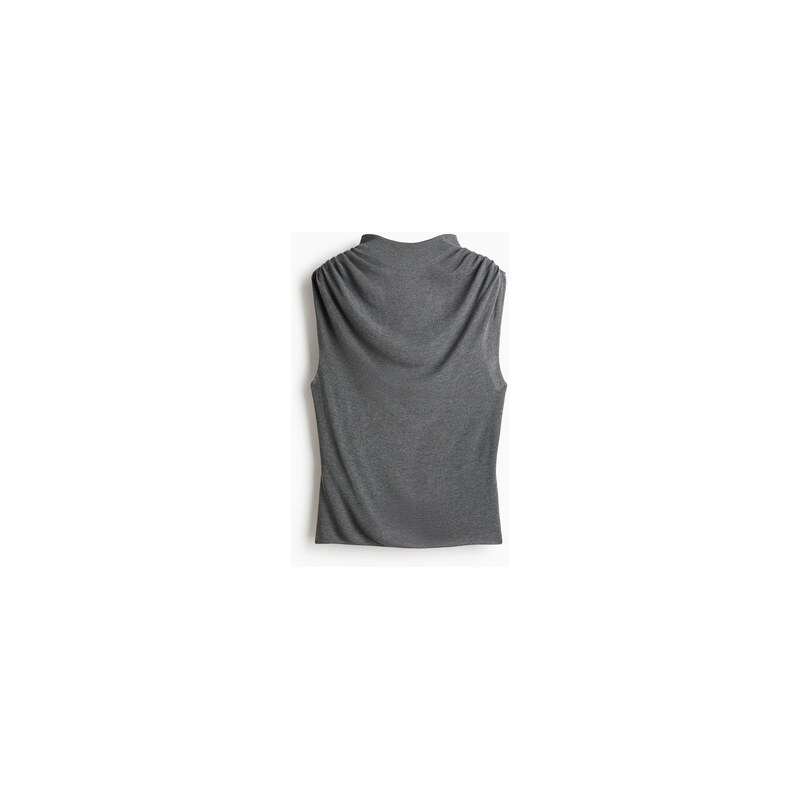 H&M - Pletený tops řasením - Tmavě Šedý Melír
