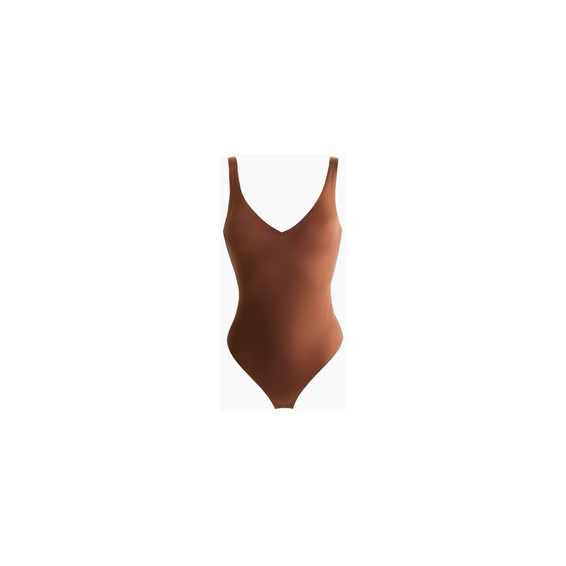 H&M - Bezešvé body Light Shape Thong - Hnědá