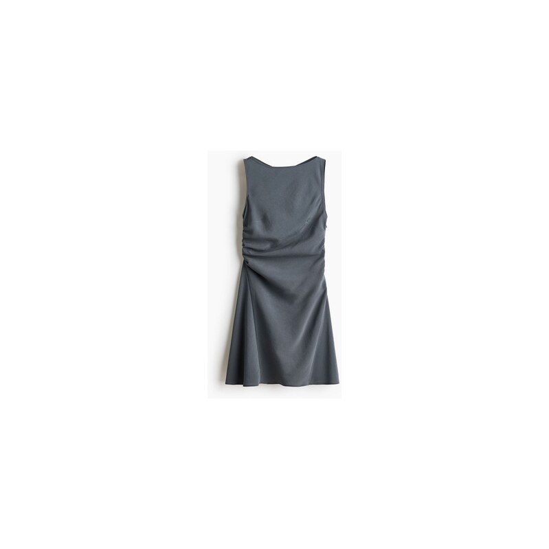 H&M - Řasené šatys průstřihem - Tmavě Šedá