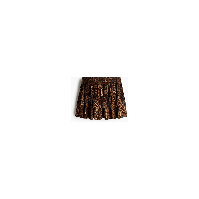 H&M - Volánová sukně z viskózové směsi - Tmavě Hnědá/Leopardí