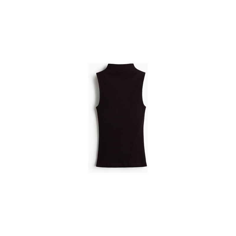 H&M - Top z hedvábné směsis vysokým límcem - Tmavě Hnědá