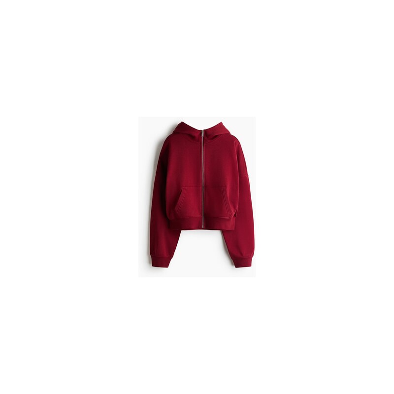 H&M - Bunda na zips kapucí - Tmavě Červená