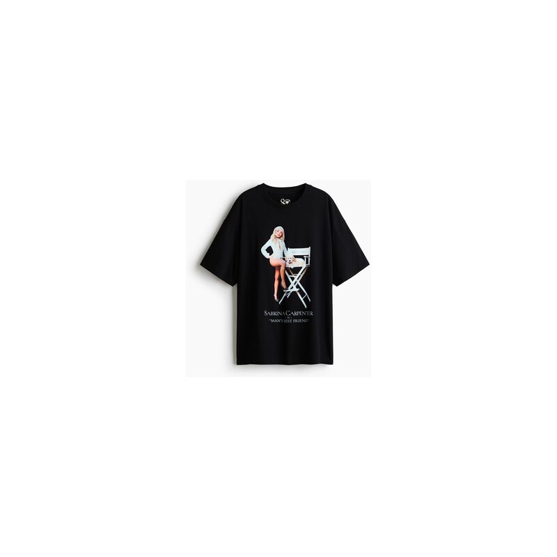 H&M - Oversized tričkos potiskem - Černá/Sabrina Carpenter