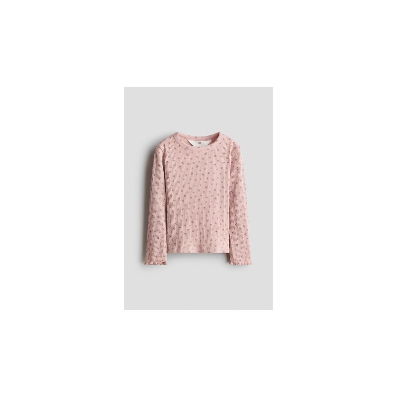 H&M - Vzorovaný bavlněný top - Tlumená Růžová/Květy
